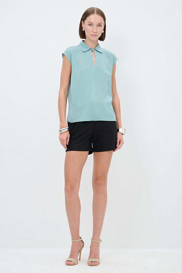 Yakalı Kolsuz Bluz - 6