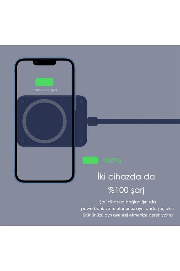 Magsafe Powerbank 4200mah 15w Hızlı Şarj Ince Ve Hafif Iphone Ve Android Uyumlu - 7