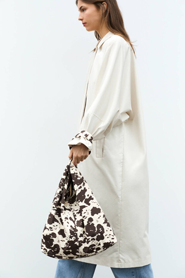 Desenli kanvas tote çanta - 1