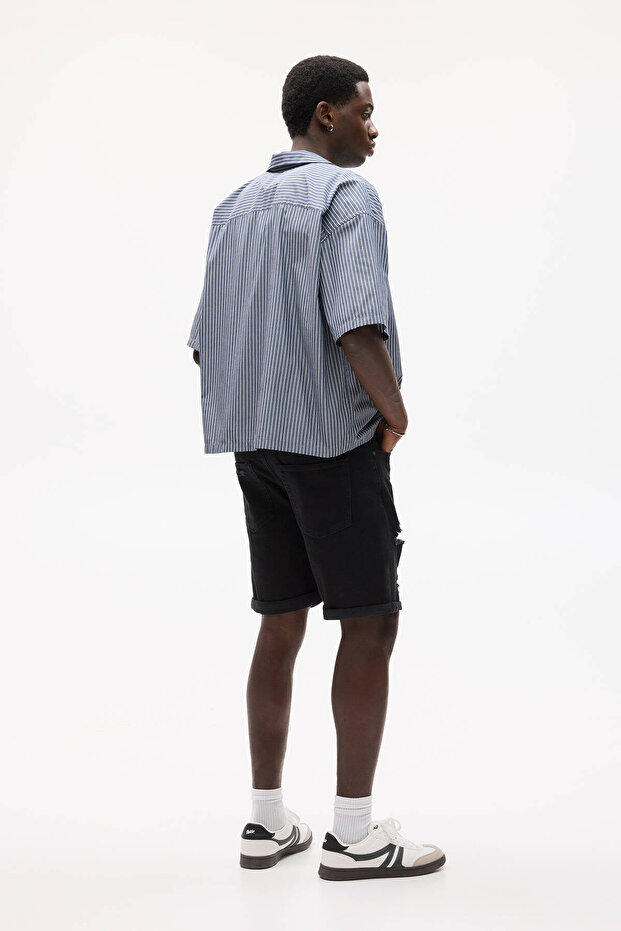 Distressed denim bermuda - 4