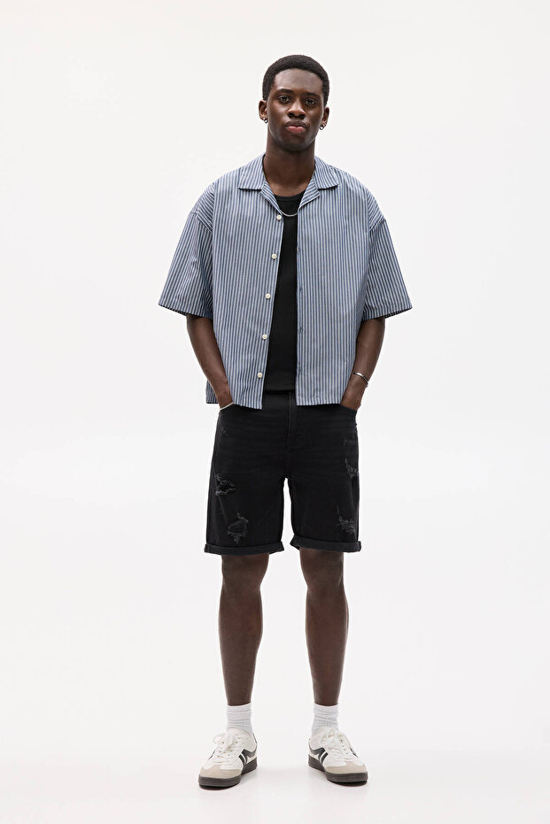 Distressed denim bermuda - 1