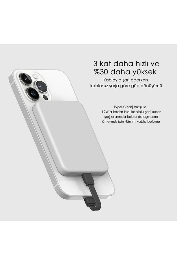 Magsafe Powerbank 4200mah 15w Hızlı Şarj Ince Ve Hafif Iphone Ve Android Uyumlu - 6