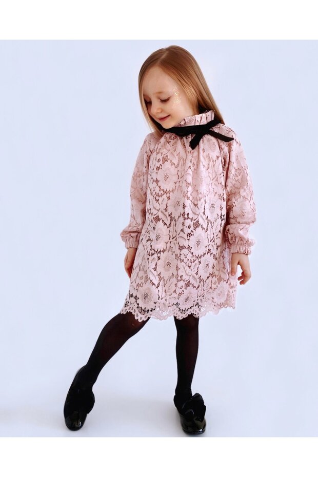 Tıny Bear Dantelli Kız çocuk Elbise - 1