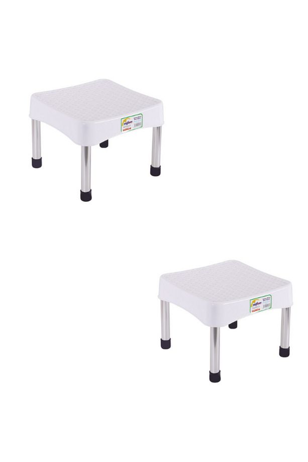 Sağlam Plastik Rattan Alüminyum Ayak Mini Tabure (2 ADET) - 1