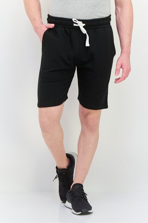 شورت رجالي سادة، أسود - 1