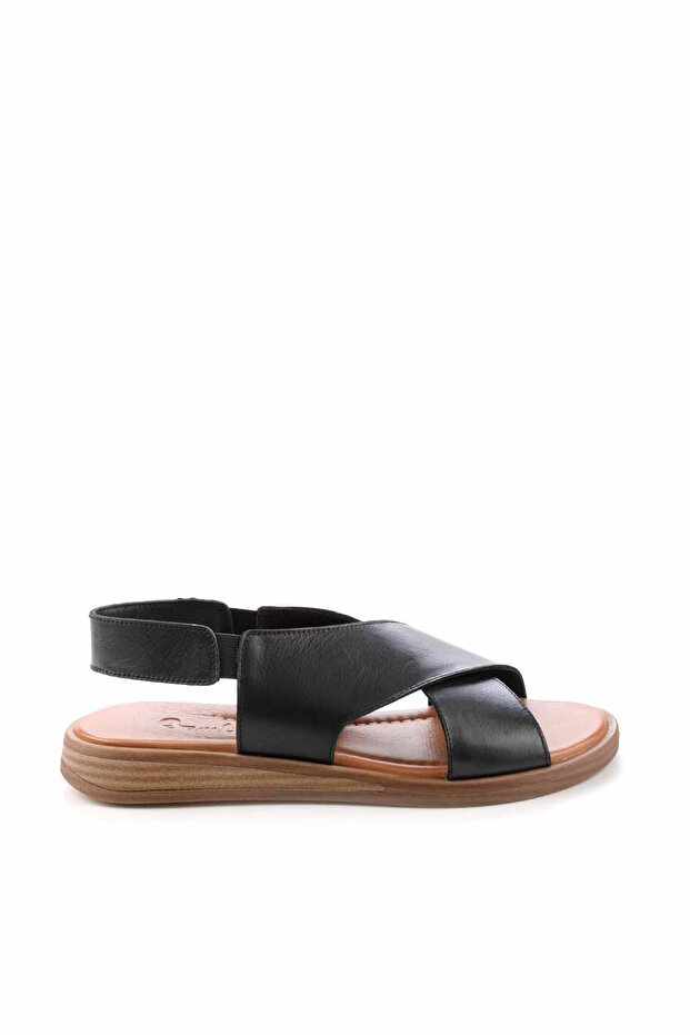 Black Leather Women's Sandals K05906131403