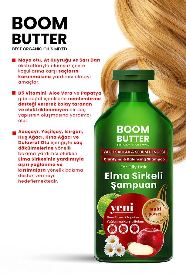 Yağlanma Karşıtı Elma Sirkeli Şampuan 400 ML - 4