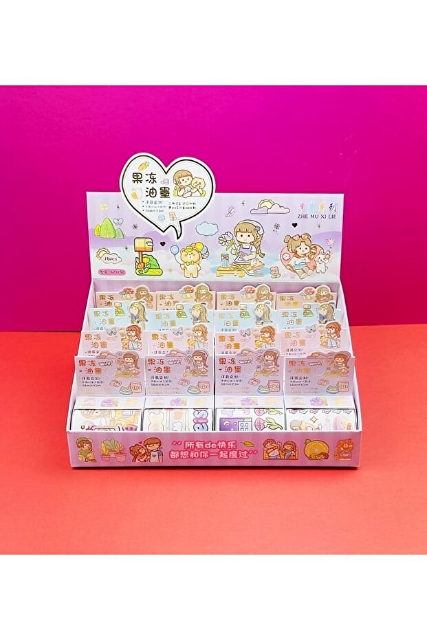 Kore Tarzı Sevimli Rulo Sticker Etiket - 1