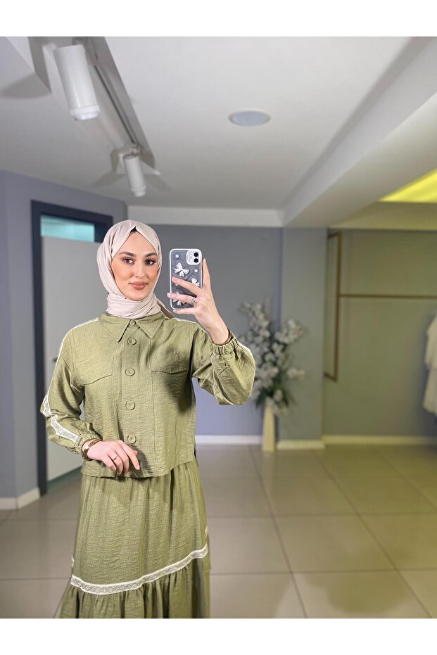 MOODBASİC ŞERİT DETAYLI KETEN TAKIM - 3