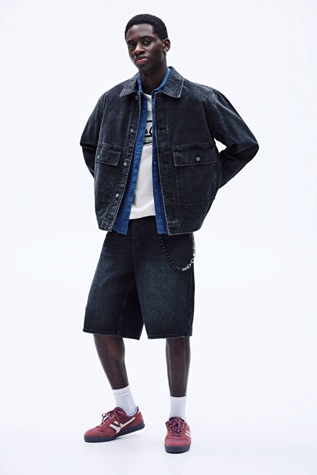 Siyah denim ceket - 1