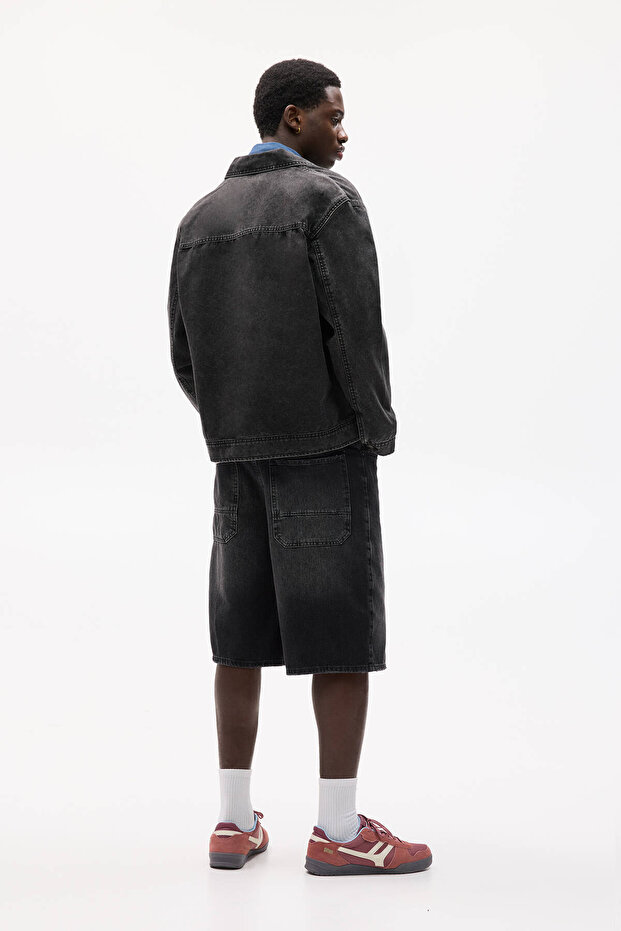 Siyah denim ceket - 5