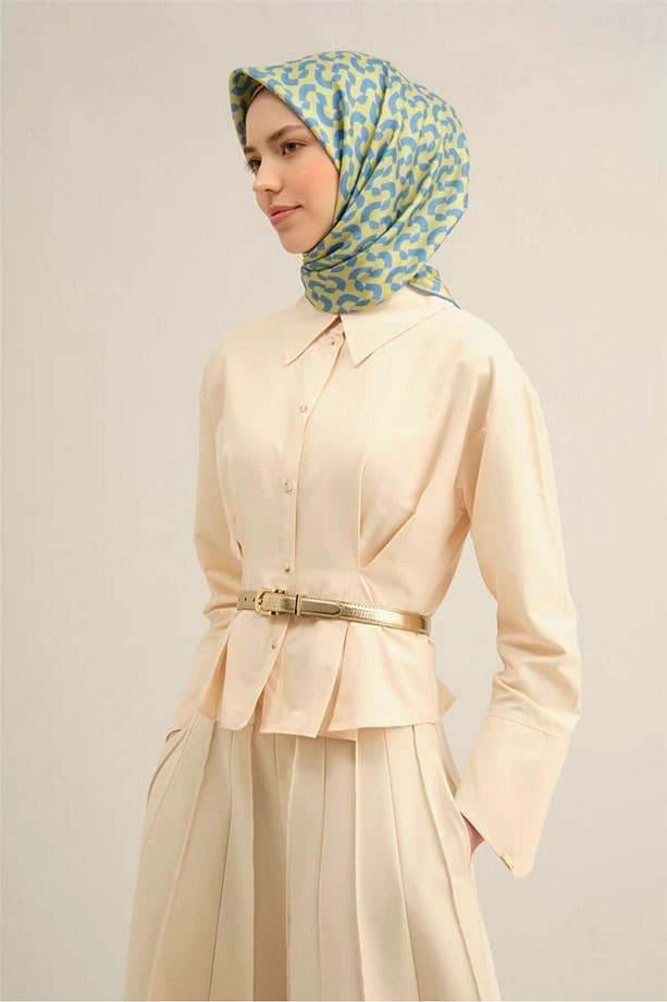 ARMİNE DESENLİ SAF İPEK TWİLL EŞARP 9321D - 3