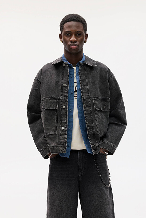 Siyah denim ceket - 2