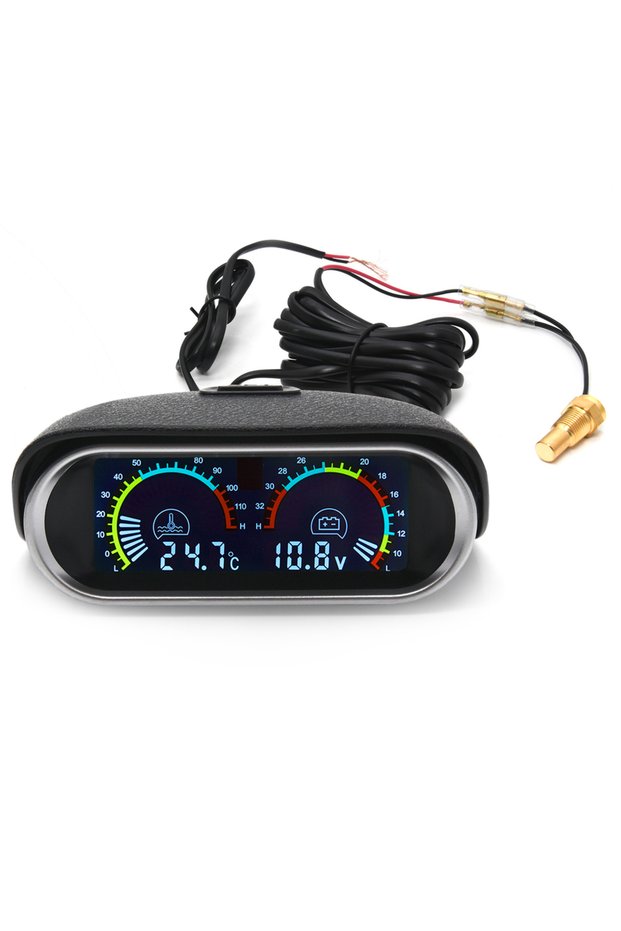 BG0012 AD 2 in 1 LCD Car Water Temp Gauge Water Temperature Sensor 10mm Meter Voltmeter Voltage Digi