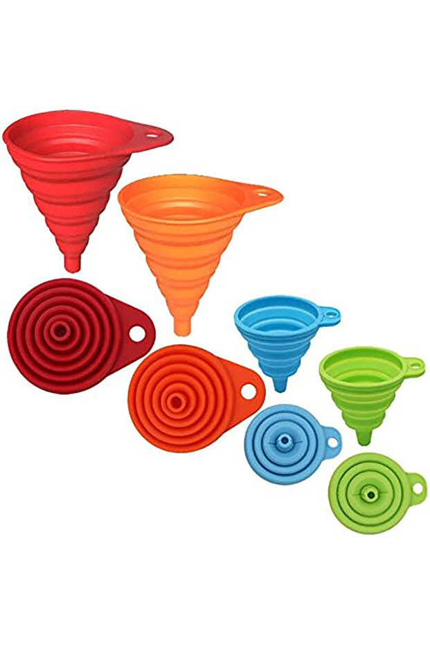 4pc 4 Piece Food Grade Silicone Funnel Set,Collapsible Kitchen Gadgets Accessories,,For Filling Wate