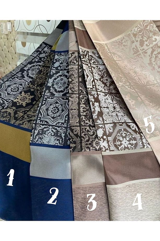 Lüks Damask Desenli Üst Kalite Pano Fon Perde SIK PİLE Siyah Gümüş ( TEK KANAT ) - 2
