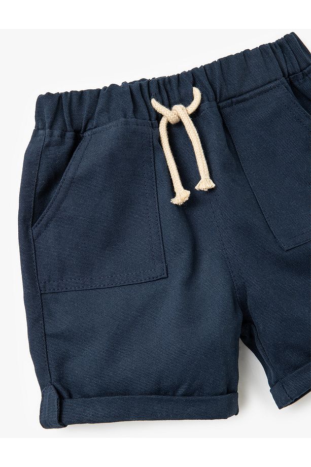 Pamuklu Cep Detaylı Beli Lastikli Basic Şort - 3