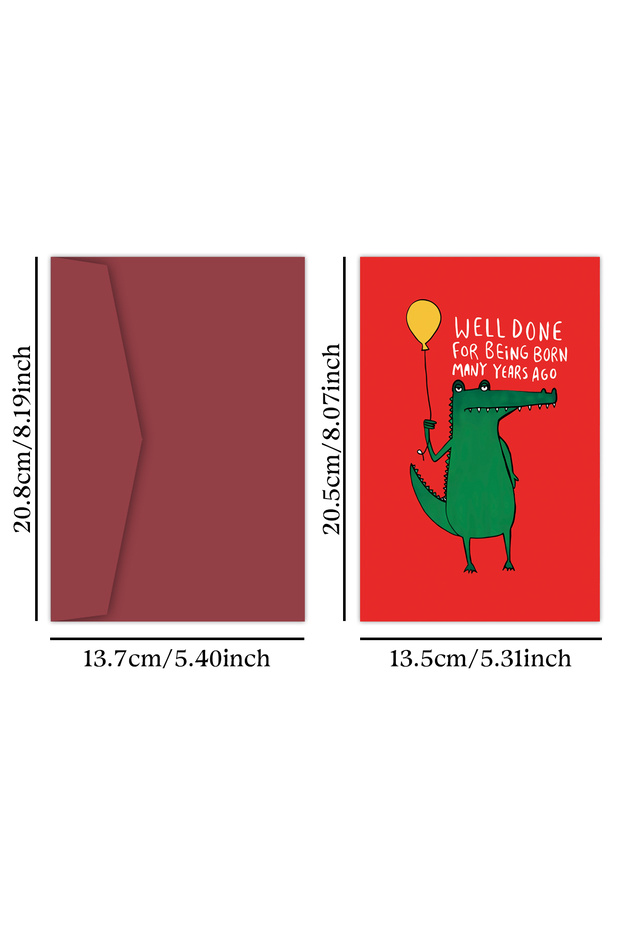 20.8x13.7cm 1PC 1PC Funny Crocodile Birthday Card for Him Her, Well Done For Being Born Many Years A