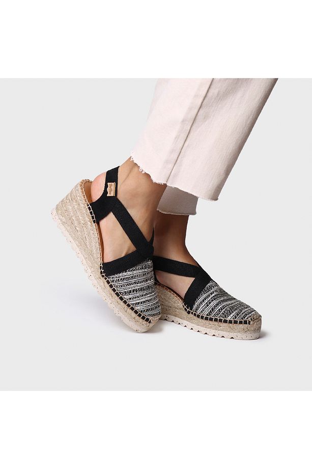 Terra Cl Kadın Siyah Gümüş Dolgu Topuk Espadril 1TONW2025139 - 4