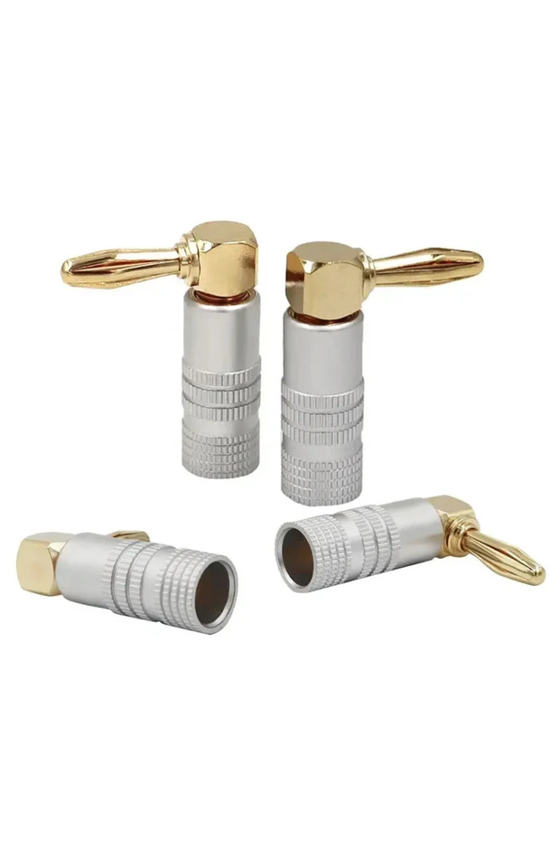 4pcs Banana Plug Right Angle 90 Degree 4mm Gold-Plated Video Speaker Adapter Audio Connector Bana...