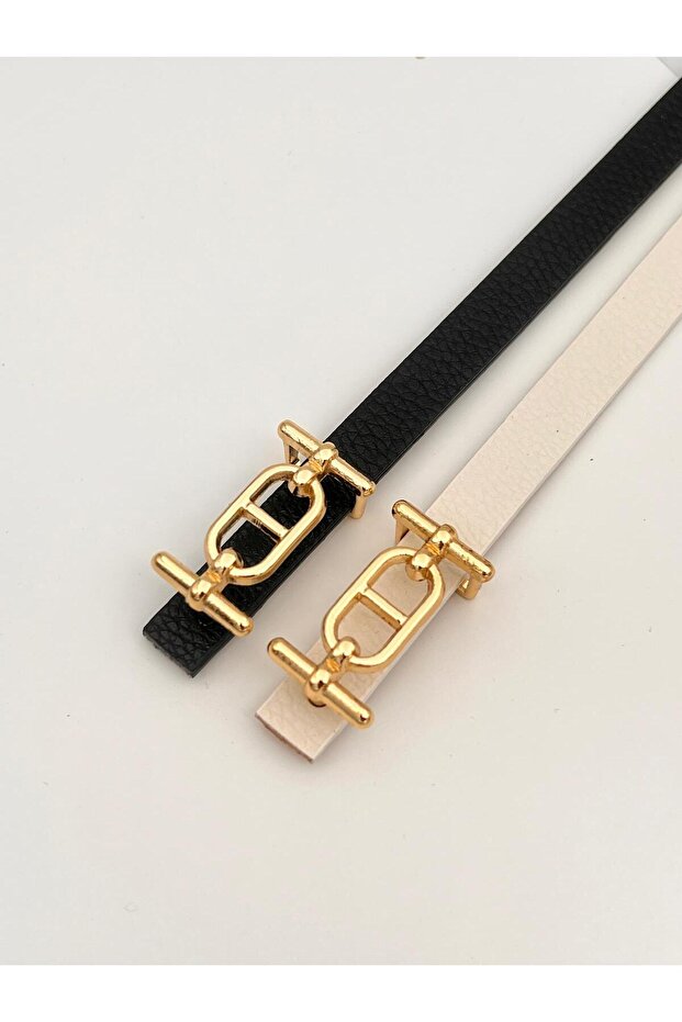 2 Pack Gold Buckle Thin Belt, Trouser Belt, Shirt Belt, Coat Belt, Dress Belt
