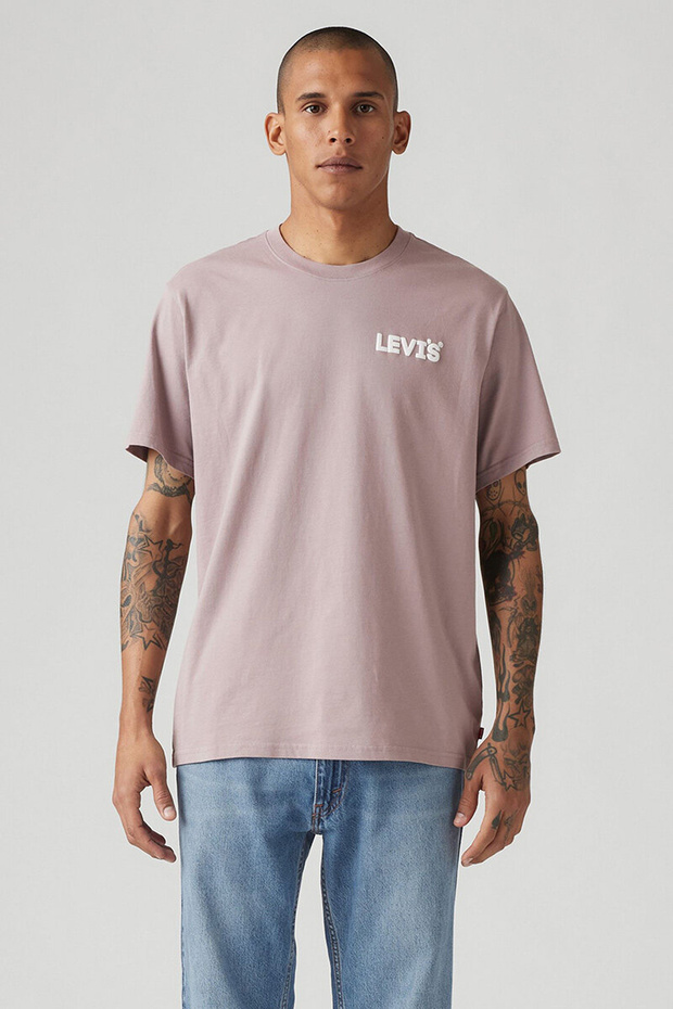 Men's Lilac Embossed Logo Relaxed Fit T-Shirt - 16143-1838
