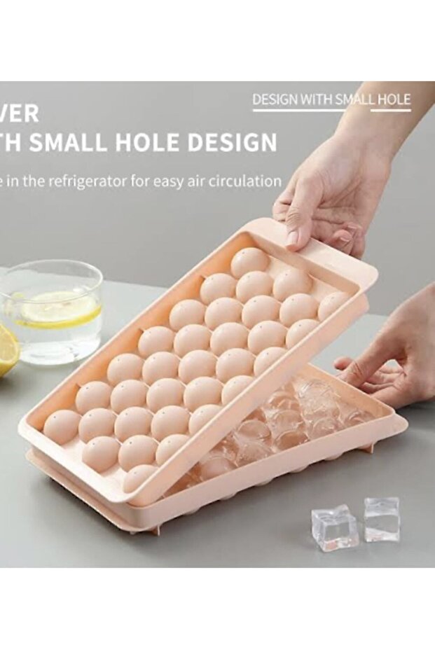 Globe Ice Tray with Lid Round Icebox Cocktail Presentation Ice Container - 2