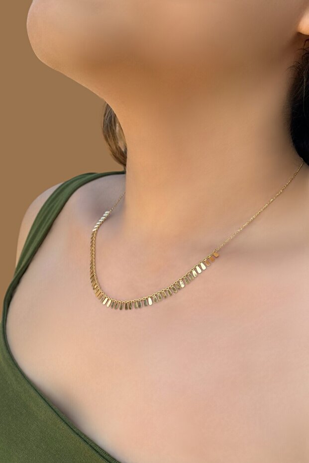 Plaka Pullu Altın Kolye - 3