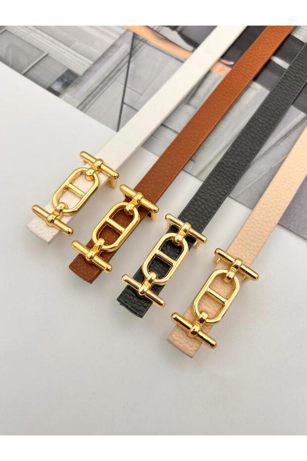 4Pcs Gold Buckle Thin Women's Belt Trouser Belt Dress Belt Shirt Belt Coat Belt