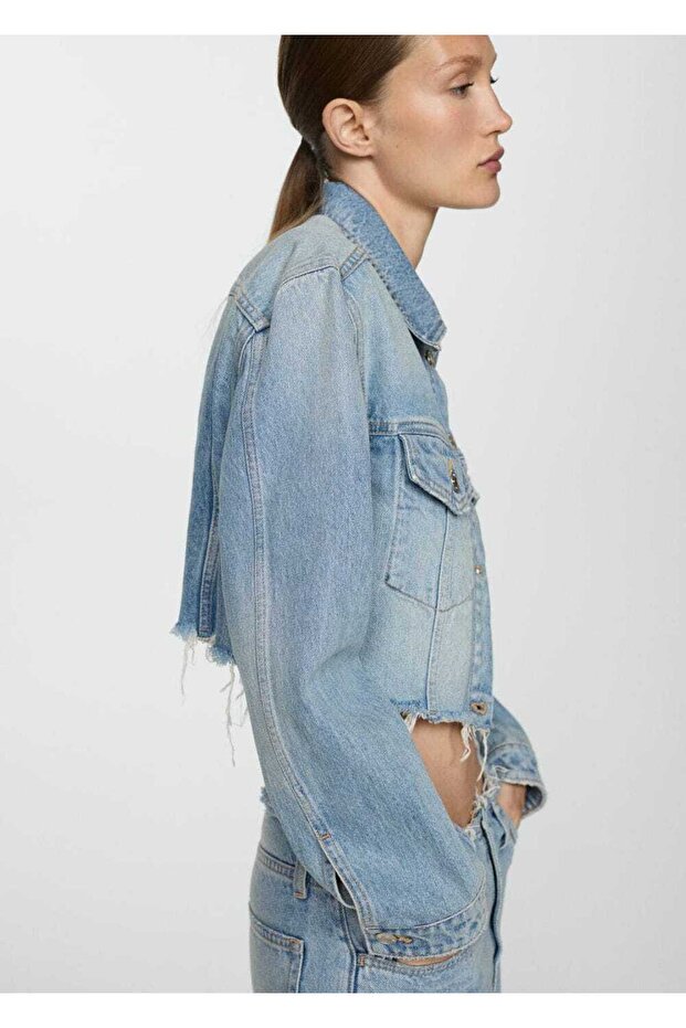 Dikişsiz denim mont - 6