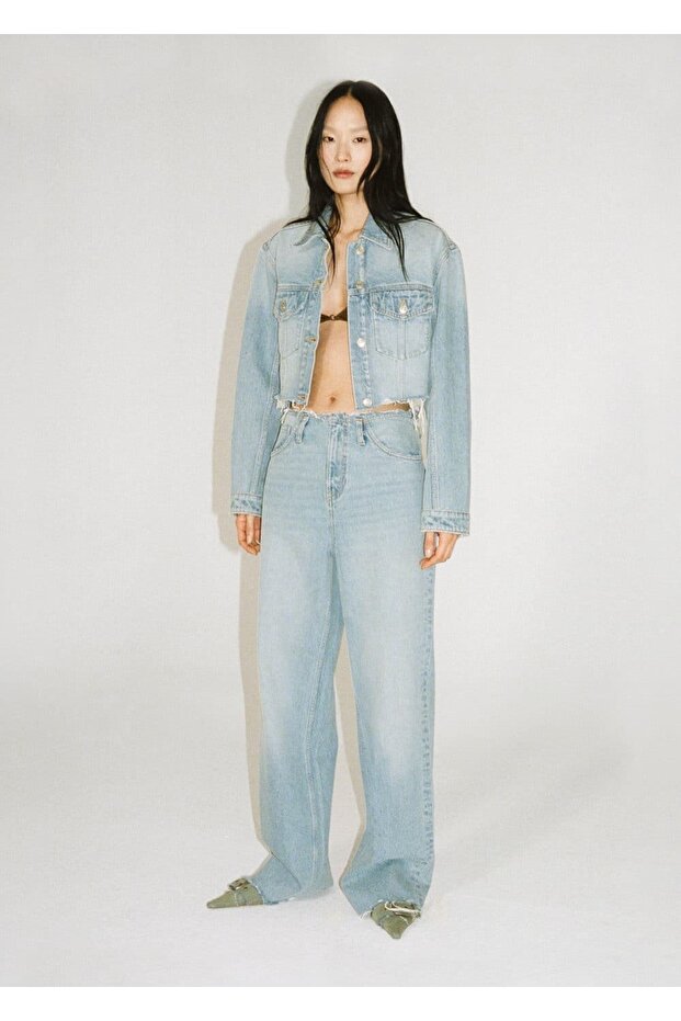 Dikişsiz denim mont - 7