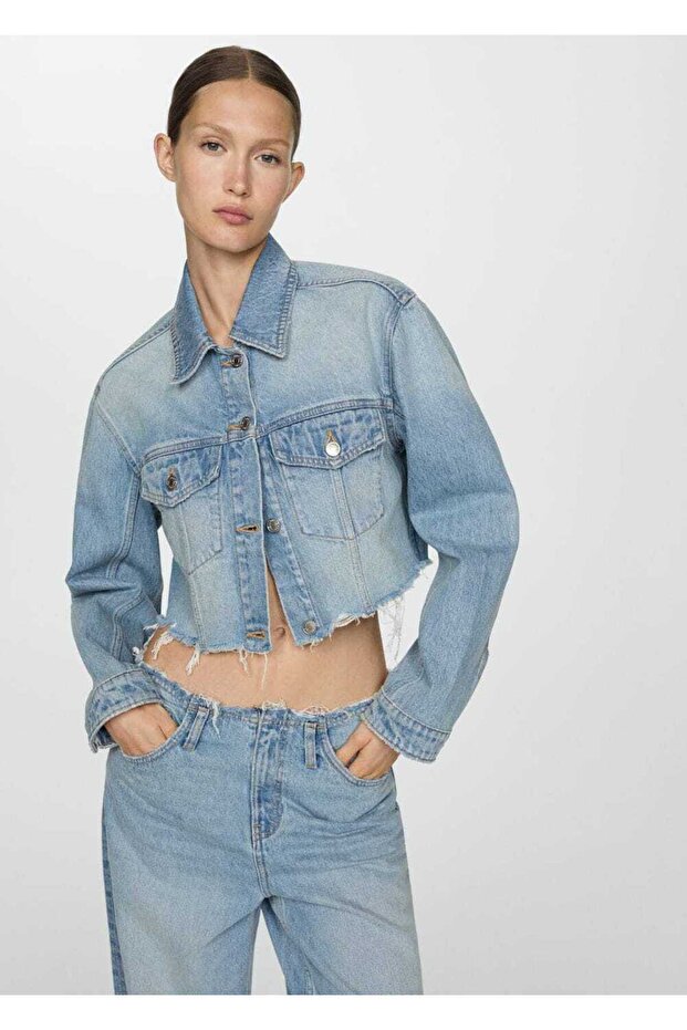 Dikişsiz denim mont - 1