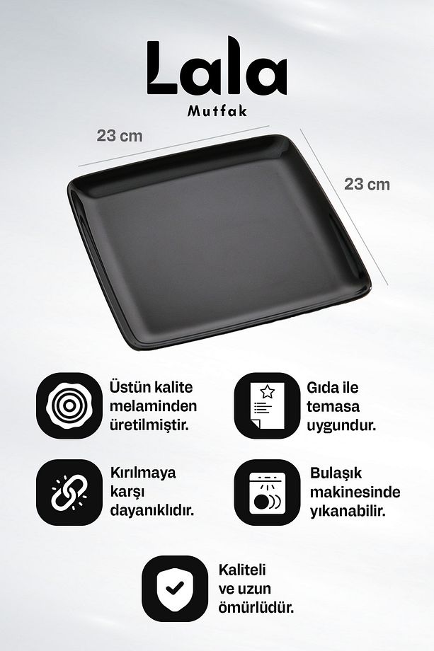 Gözde Kare Servis Tabak - 3'lü Set (23 CM - ŞIK, DAYANIKLI, YEMEK VE SUNUM TABAĞI) - 3