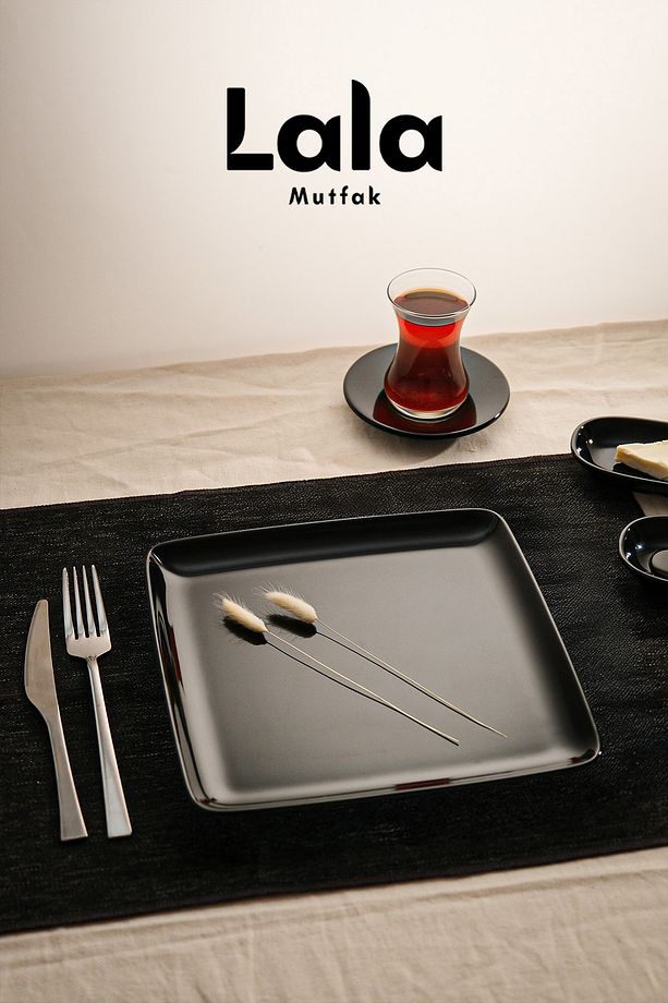 Gözde Kare Servis Tabak - 3'lü Set (23 CM - ŞIK, DAYANIKLI, YEMEK VE SUNUM TABAĞI) - 1