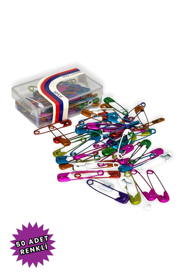 Safety Pin Mixed Color 50 Pieces 2cm - Scarf and Shawl Pin - Women's Hijab Accessory Multi-Purpose