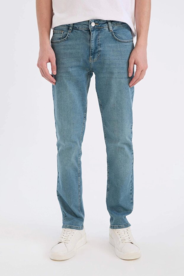 E3366 Green Pedro Slim Fit Narrow Fit Normal Waist Slim Leg Jean Pants