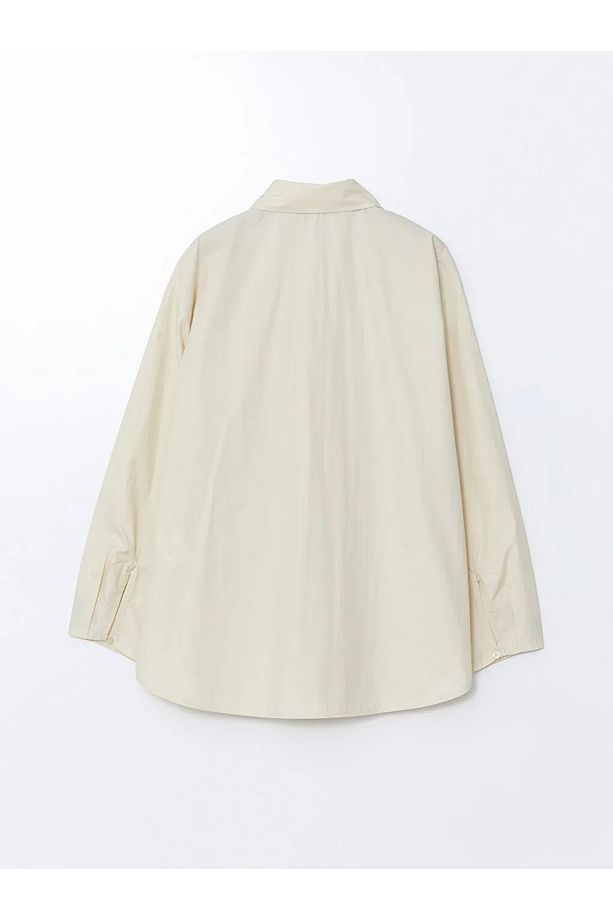 LCW Modest Ekru Oversize Poplin Kadın Gömlek Tunik - 2