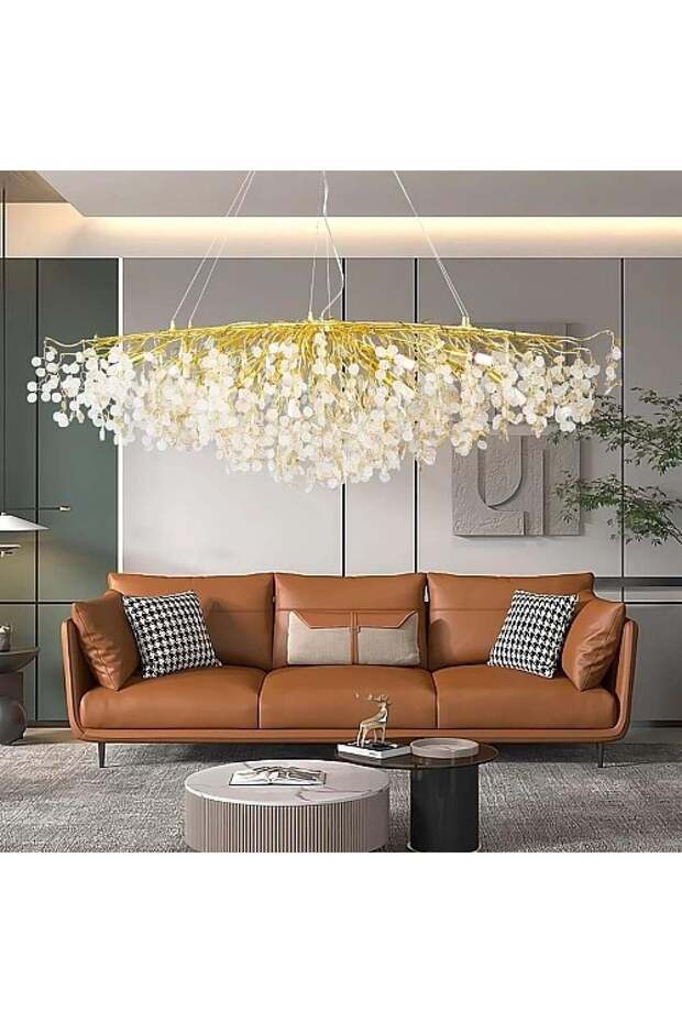 Modern white rectangular chandelier, 120 cm - 1