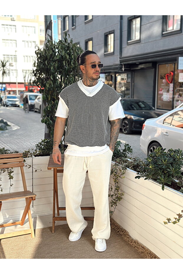 Nokta Örme Oversize Süveter siyah - 1