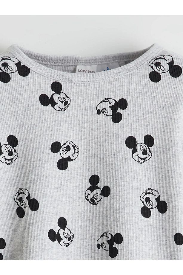 Gri Mickey Mouse Baskılı Erkek Bebek Pijama Takımı - 4