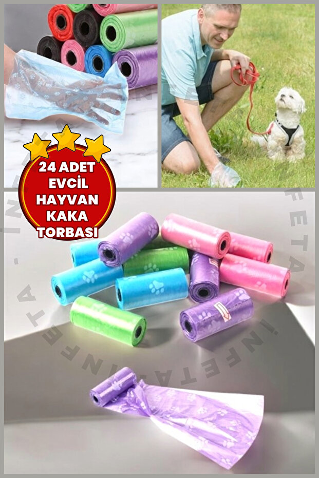24 Pieces Paw Patterned Cat Dog Poop Bag Bag for Pets - Practical Poop Collection Bag