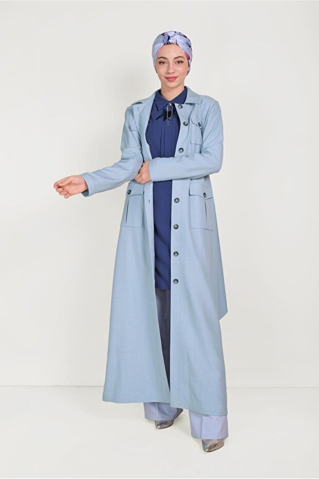 Belted Buttoned Overcoat 10163 - 3