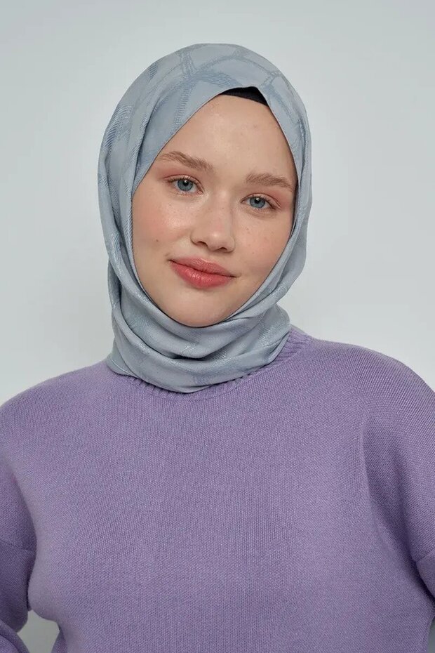 Jacquard Cotton Shawl Mosaic Pattern - Gray