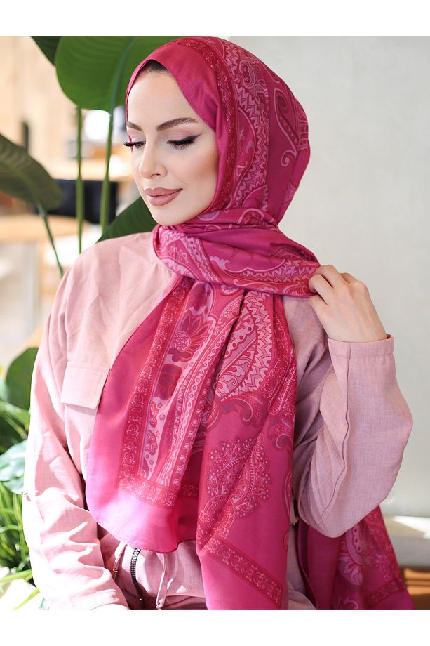 Retro Desen Çift Taraflı Elegance Pamuk Şal - 3