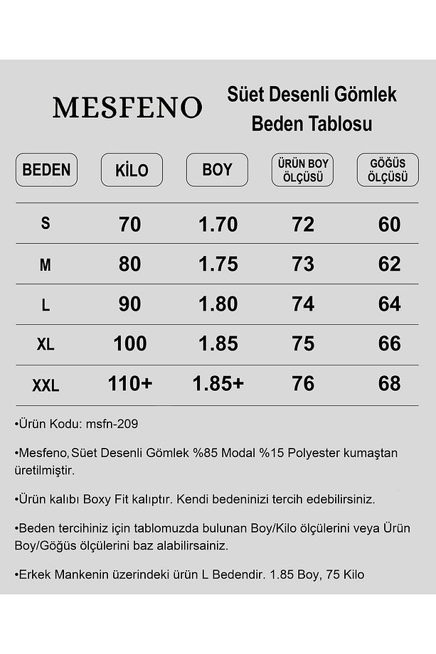 Süet Desenli Modal Kalın Kumaş Erkek Gömlek - 8