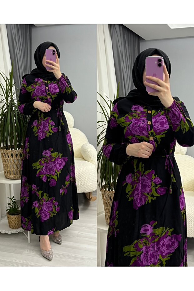 WOMEN'S MODEST VISCOSE FULL LENGTH DRESS