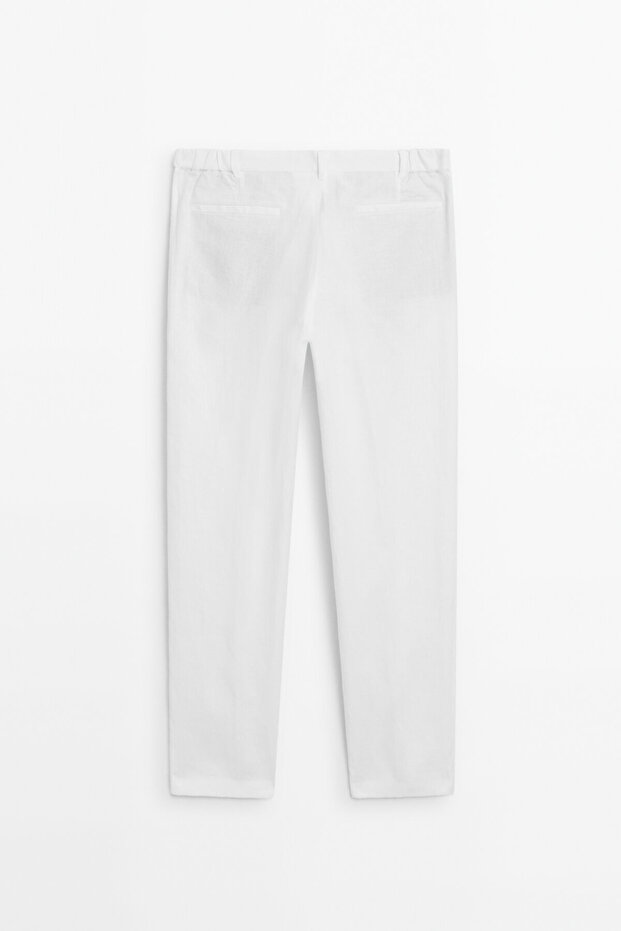 %100 keten tapered fit pantolon - 8