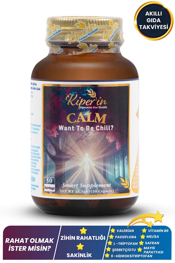 Calm ''Relax'' Passiflora, Safran, 5-HTP, Valerian, ... 9 İçerik (30 Günlük) | Akıllı Gıda Takviyesi - 1