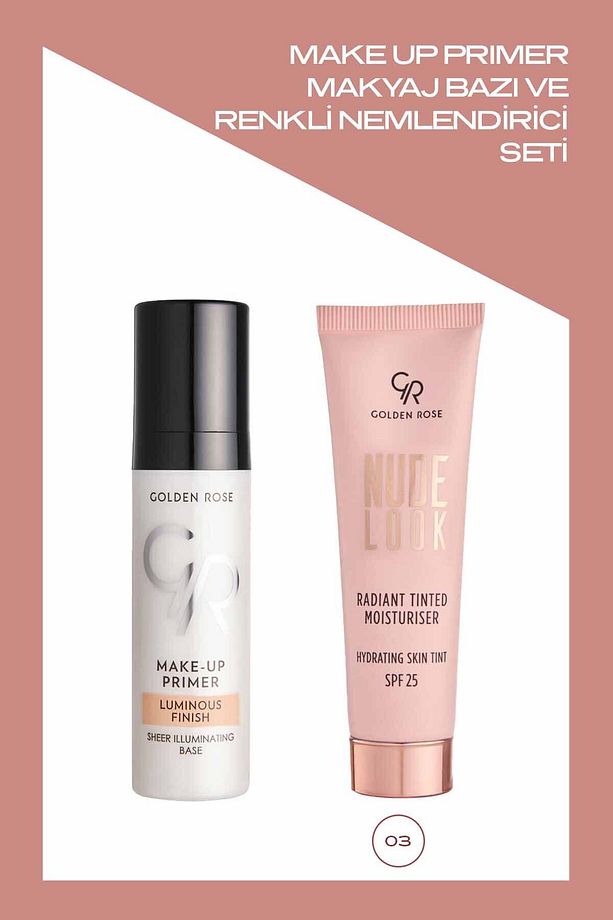 Make Up Primer Makyaj Bazı ve No: 03 Deep Tint Renkli Nemlendirici Seti - 1