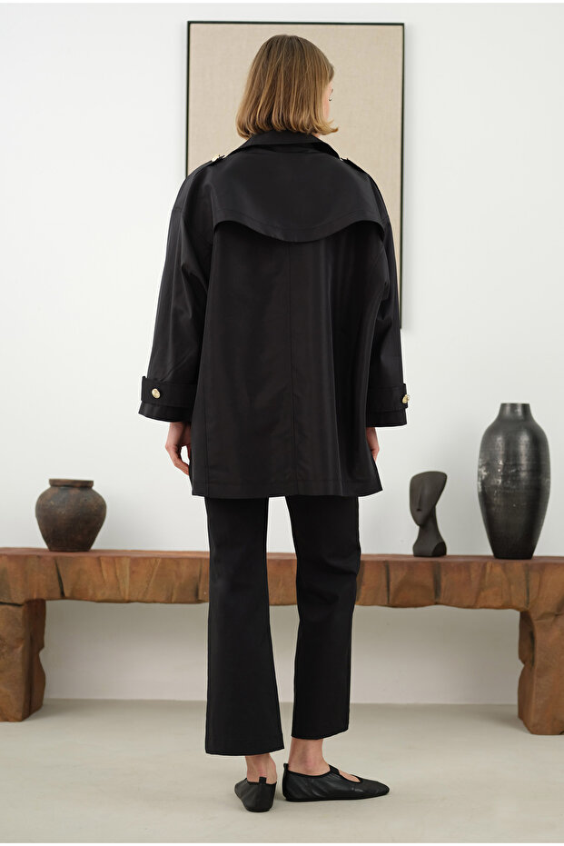 Apoletli Tafta Ceket Siyah - 6